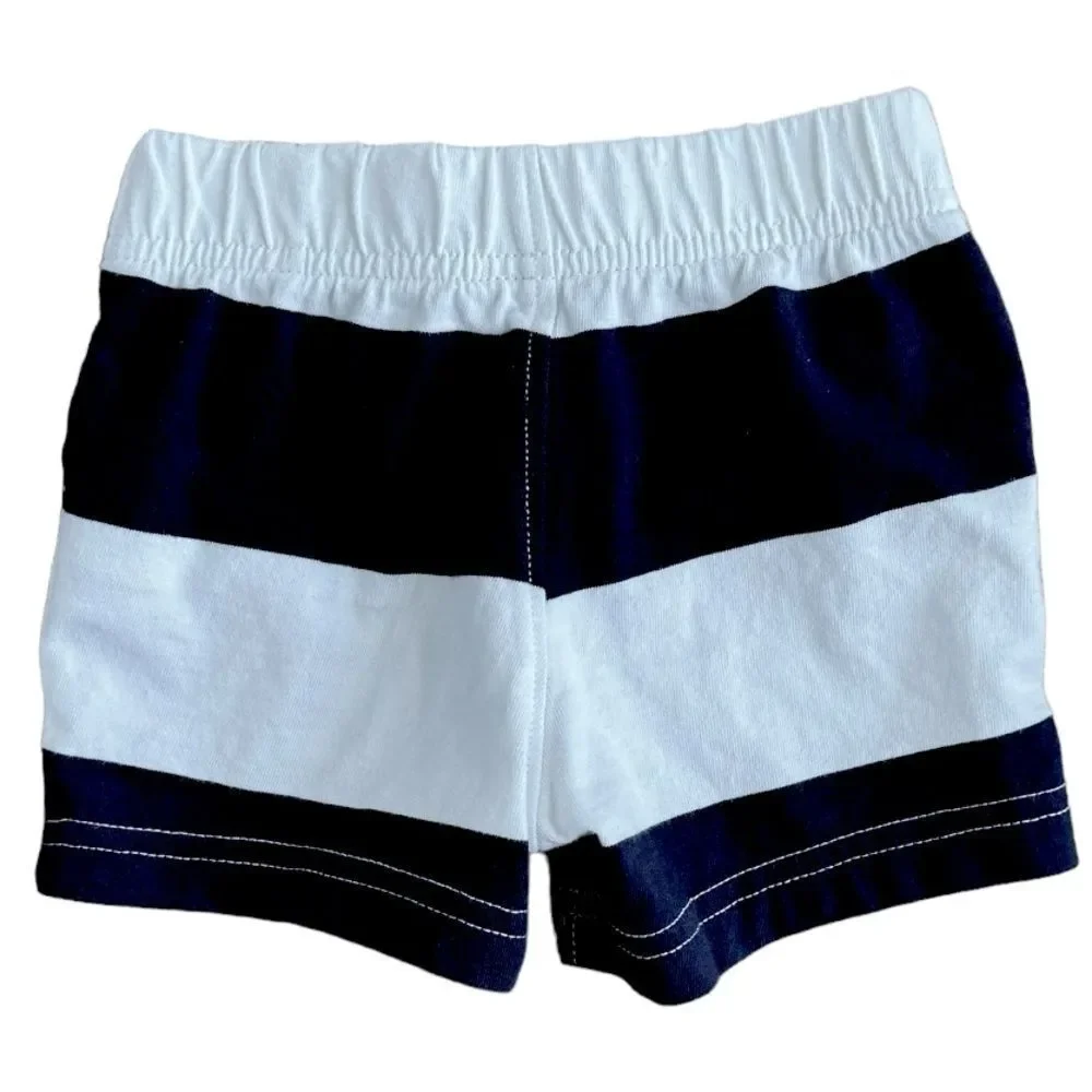 Baby Gap Boys Brannan Bear Navy Blue White Striped Pull-On Shorts. 3-6 Months.